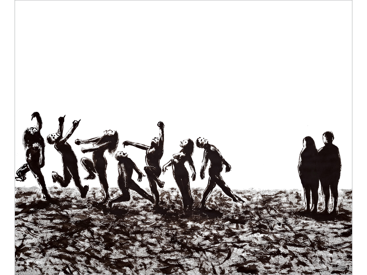 7 Deadly Sins, Arrogance, 2025, ink/sepia on paper, 135 x 110 cm